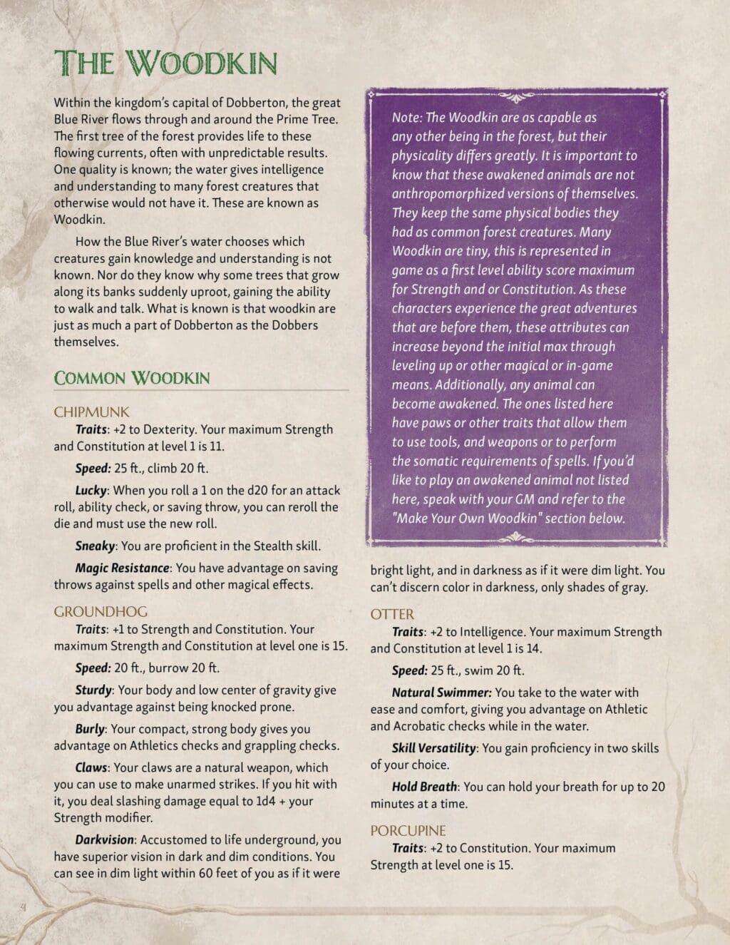Player options for Forest Animals in 5e: The Woodkin - Image 2